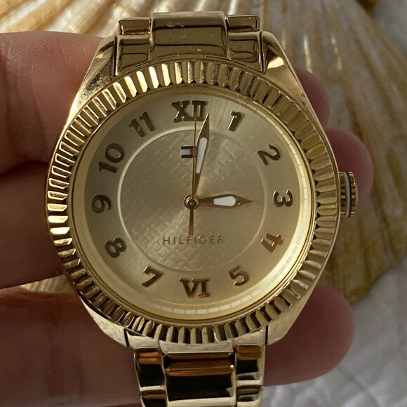 Tommy Hilfiger Ladies-Girls Gold Tone Watch Preowned